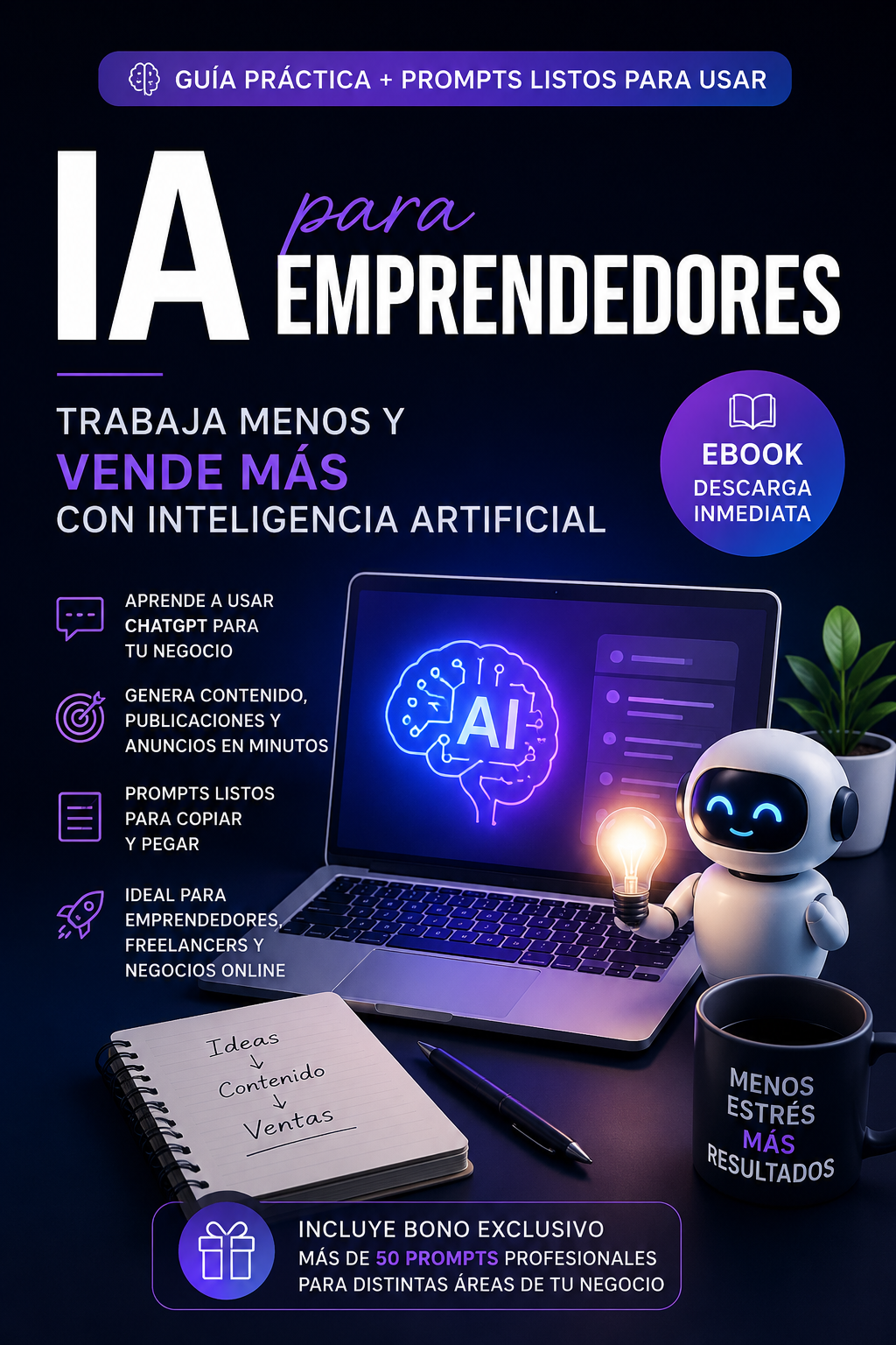 IA para Emprendedores -  Cómo Ahorrar Tiempo, Crear Contenido y Vender Más con ChatGPT